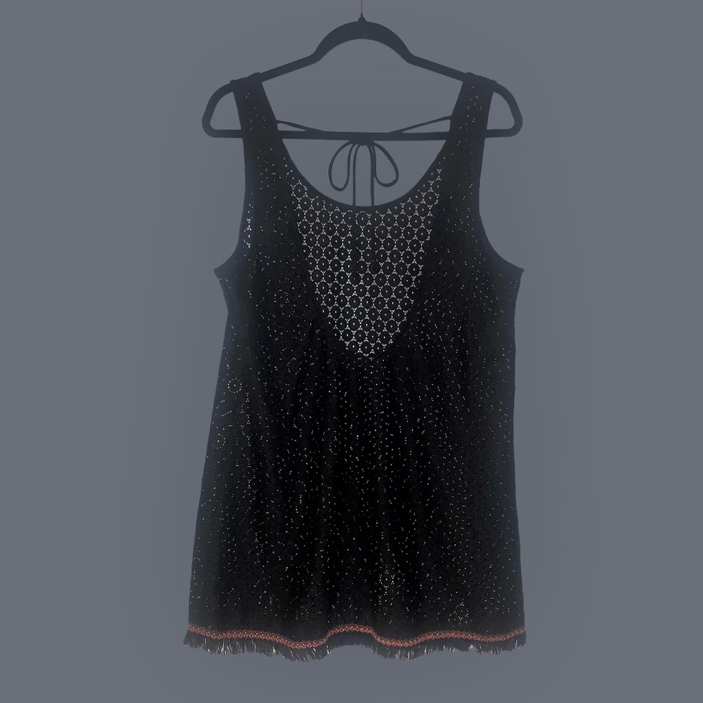 Black Sheer Circle Knit Cover Up/ Tunic